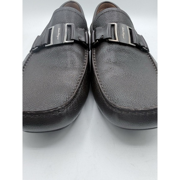 Salvatore Ferragamo Sardegna Brown Pebbled Leather Driving Loafers Men\'s 10.5 D main image 12